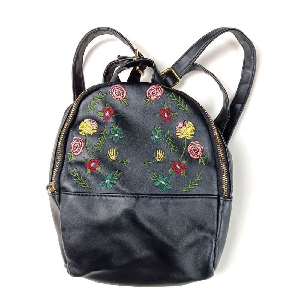 Target Art Class Mini Backpack | 10 In | Embroidered | Faux Leather | Black